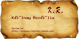 Kálnay Rozália névjegykártya